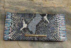 Brahmin Ady Wallet Marine Seville Python Snake Embossed Leather Pattern Pristine